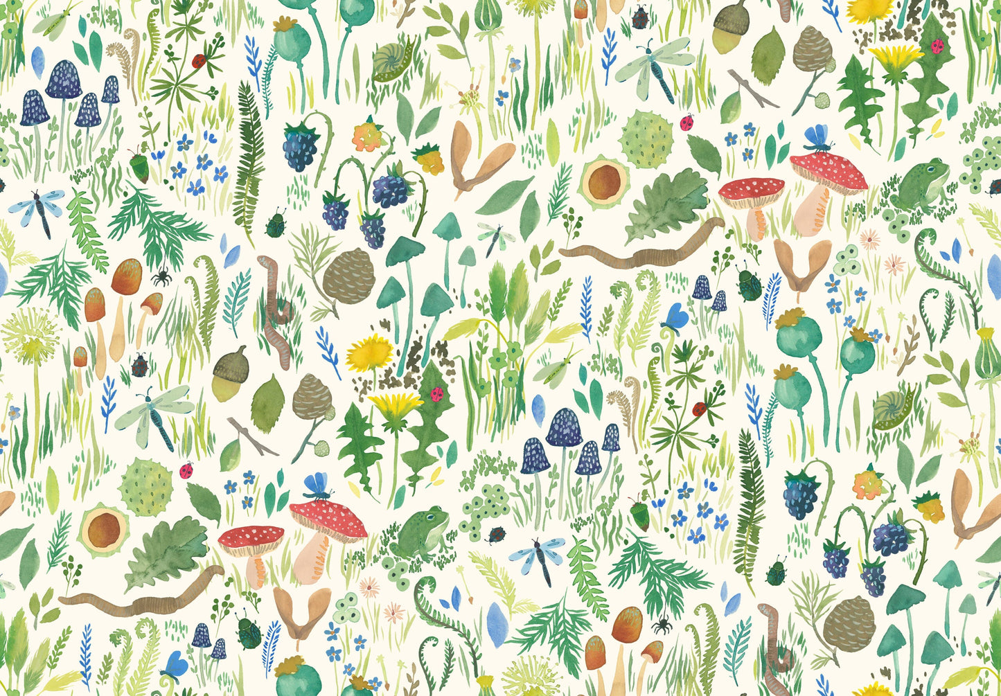 Garden Explorer Nature Spring White Wee Blue Bell Lewis & Irene Cotton Fabric LI-WB016