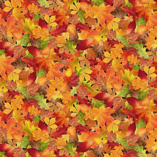 Gather with a Grateful Heart Autumn Fall Leaves Autumn Timeless Treasures Cotton Fabric TT-HARVEST-CD3518-AUTUMN