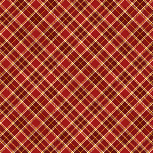 Gather with a Grateful Heart Bias Plaid Cranberry Red Timeless Treasures Cotton Fabric TT-PLAID-CD3522-CRANBERRY