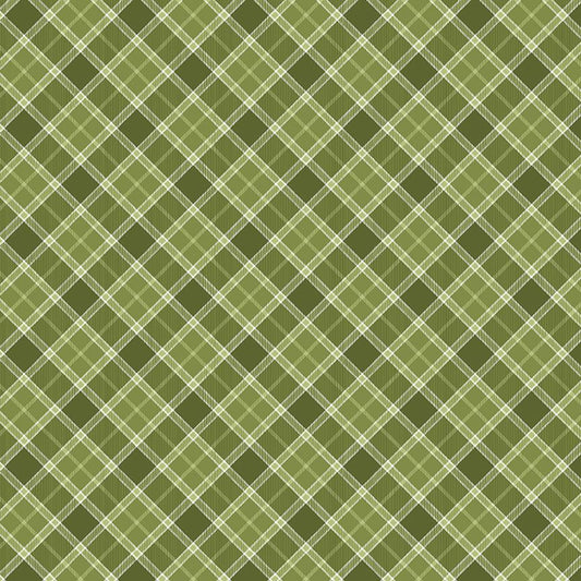 Gather with a Grateful Heart Bias Plaid Green Timeless Treasures Cotton Fabric TT-PLAID-CD3522-GREEN