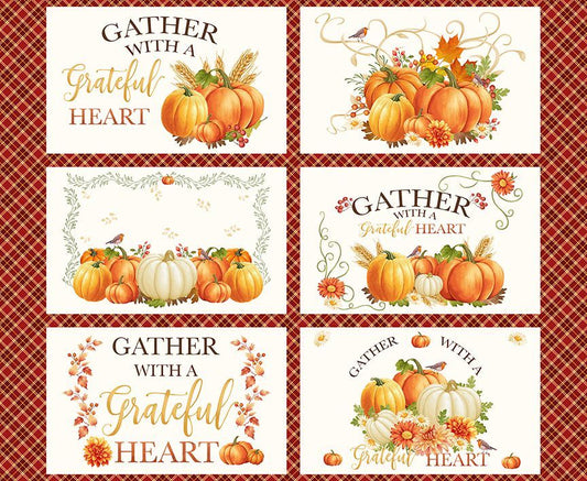 Gather with a Grateful Heart Harvest Placemats Panel 36" Timeless Treasures Cotton Fabric TT-PANEL-CD3511-MULTI