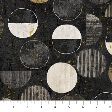 Gatsby Circles Metallic Black Multi Deborah Edwards Northcott Cotton Fabric NC-29252M-99