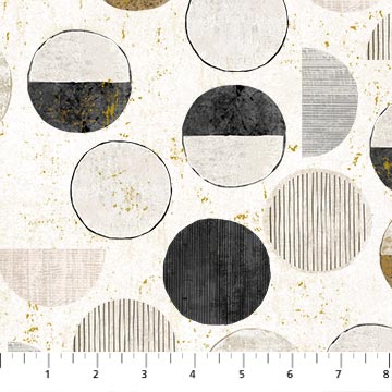 Gatsby Circles Metallic Light Taupe Multi Deborah Edwards Northcott Cotton Fabric NC-29252M-11