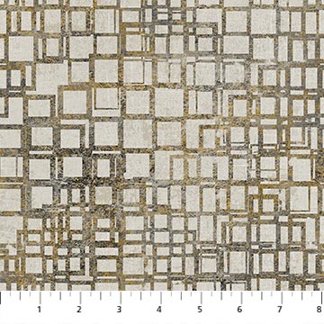 Gatsby Squares Metallic Cream Black Deborah Edwards Northcott Cotton Fabric NC-29254M-99