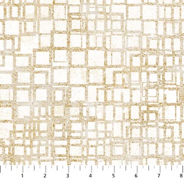 Gatsby Squares Metallic Cream Taupe Deborah Edwards Northcott Cotton Fabric NC-29254M-12