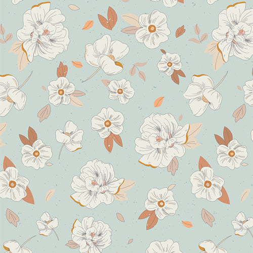 Gayle Loraine Magnolia Dreams Day Light Blue Elizabeth Chappell Art Gallery Fabrics Cotton Fabric