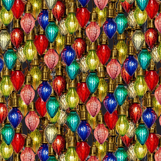 Gears & Garland Steampunk Christmas Bulbs Blue Urban Essence Blank Cotton Fabric BQ-4819-77