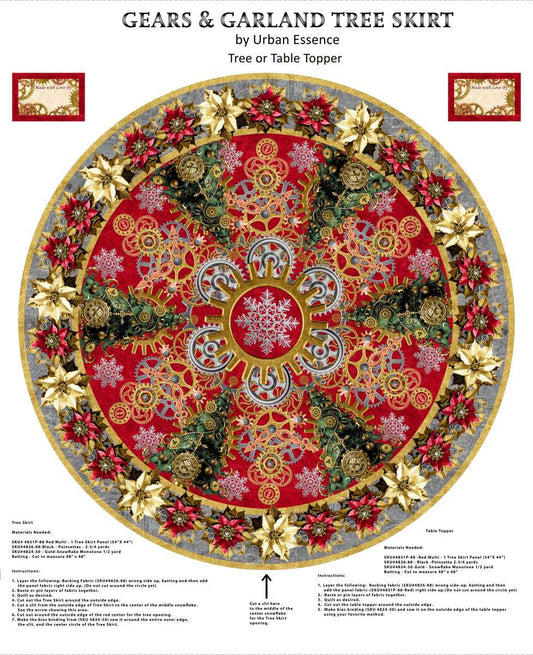 Gears & Garland Steampunk Truck Skirt Panel 54"x54" Urban Essence Blank Cotton Fabric BQ-4831P-88