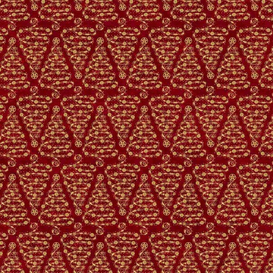 Gears & Garland Steampunk Truck with Christmas Tree Red Urban Essence Blank Cottting Fabric BQ-4829-88