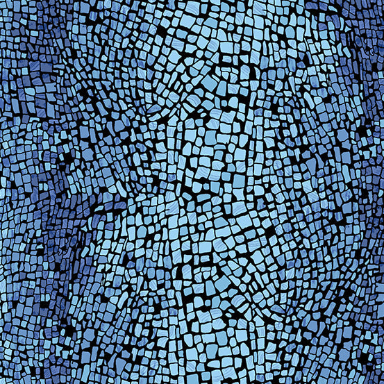 Gemma Abstract Mosaic Blue Chalcedony Eye Candy Quilts Andover Fabrics Cotton Fabric AF-A-841-B1 | US Fabric Shop