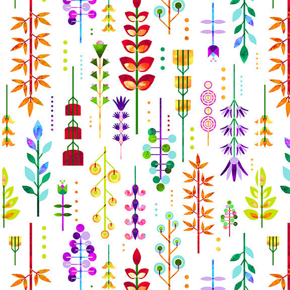Geofetti II Geo Garden White Multi Art Loft Studio E Cotton Fabric | US Fabric Shop
