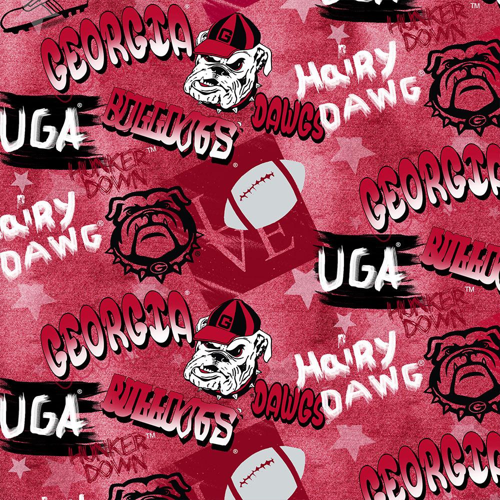 Georgia Bulldog NCAA GA Graffiti Sykel Cotton Fabric