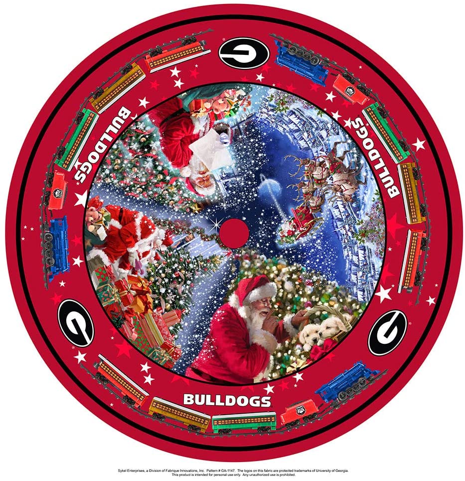 Georgia Bulldogs College Felt Christmas Tree Skirt 46" x 46" round Sykel GA-1147 | US Fabric Shop