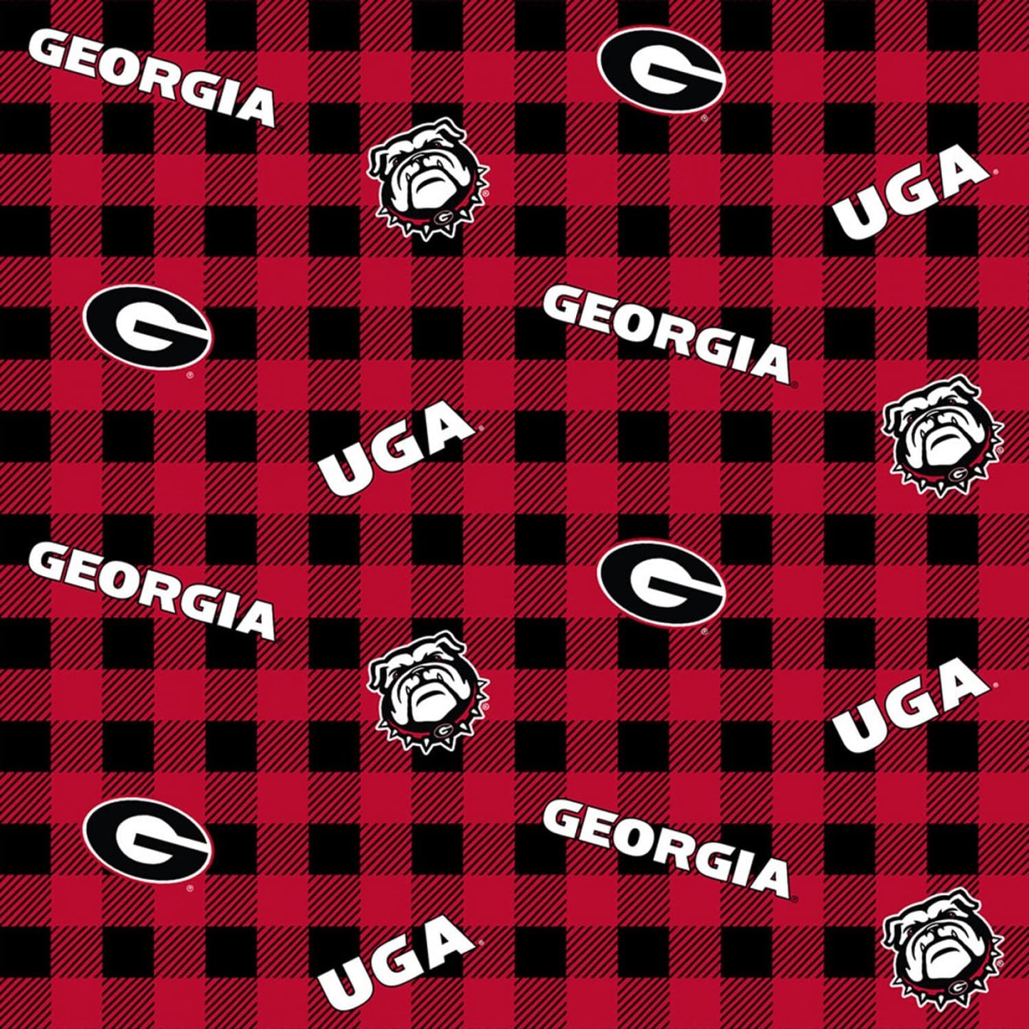 Georgia Bulldogs NCAA College Buffalo Plaid Sykel Cotton Fabric