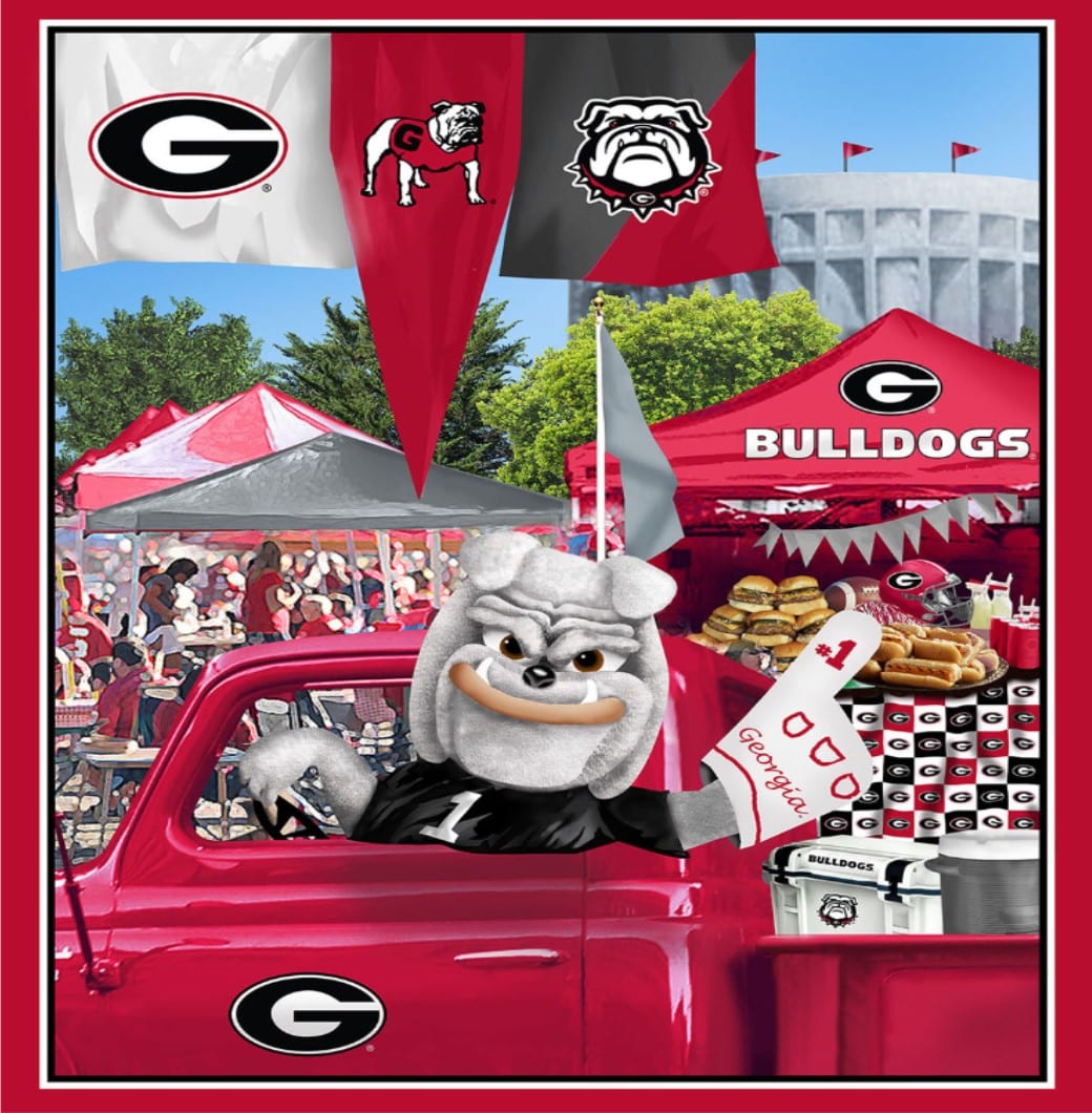 Georgia Bulldogs NCAA College Tailgate Panel 36" Sykel Cotton Fabric