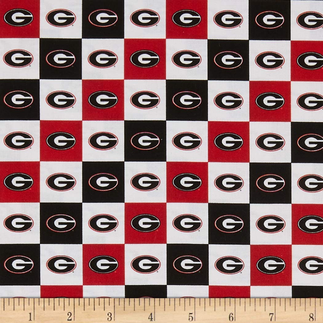 Georgia Bulldogs NCAA College Mini Collegiate Check Sykel Cotton Fabric