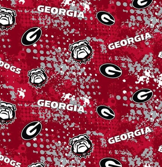 Georgia Bulldogs NCAA College Splatter Red Sykel Cotton Fabric