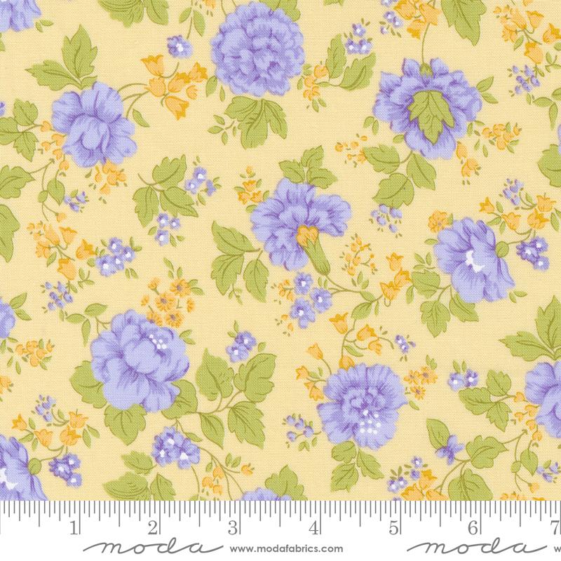 Georgia Main Florals Tossed Soft Yellow Brenda Riddle Designs Moda Fabrics Cotton Fabric