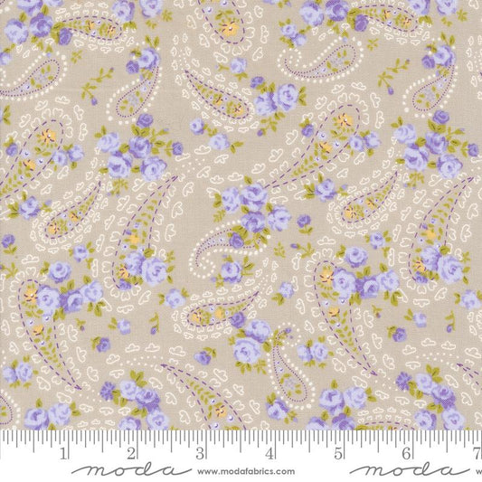 Georgia Paisley Tossed Florals Tonal Stone Grey Brenda Riddle Designs Moda Fabrics Cotton Fabric