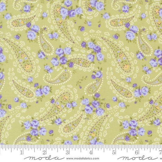 Georgia Paisley Tossed Florals Willow Green Brenda Riddle Designs Moda Fabrics Cotton Fabric