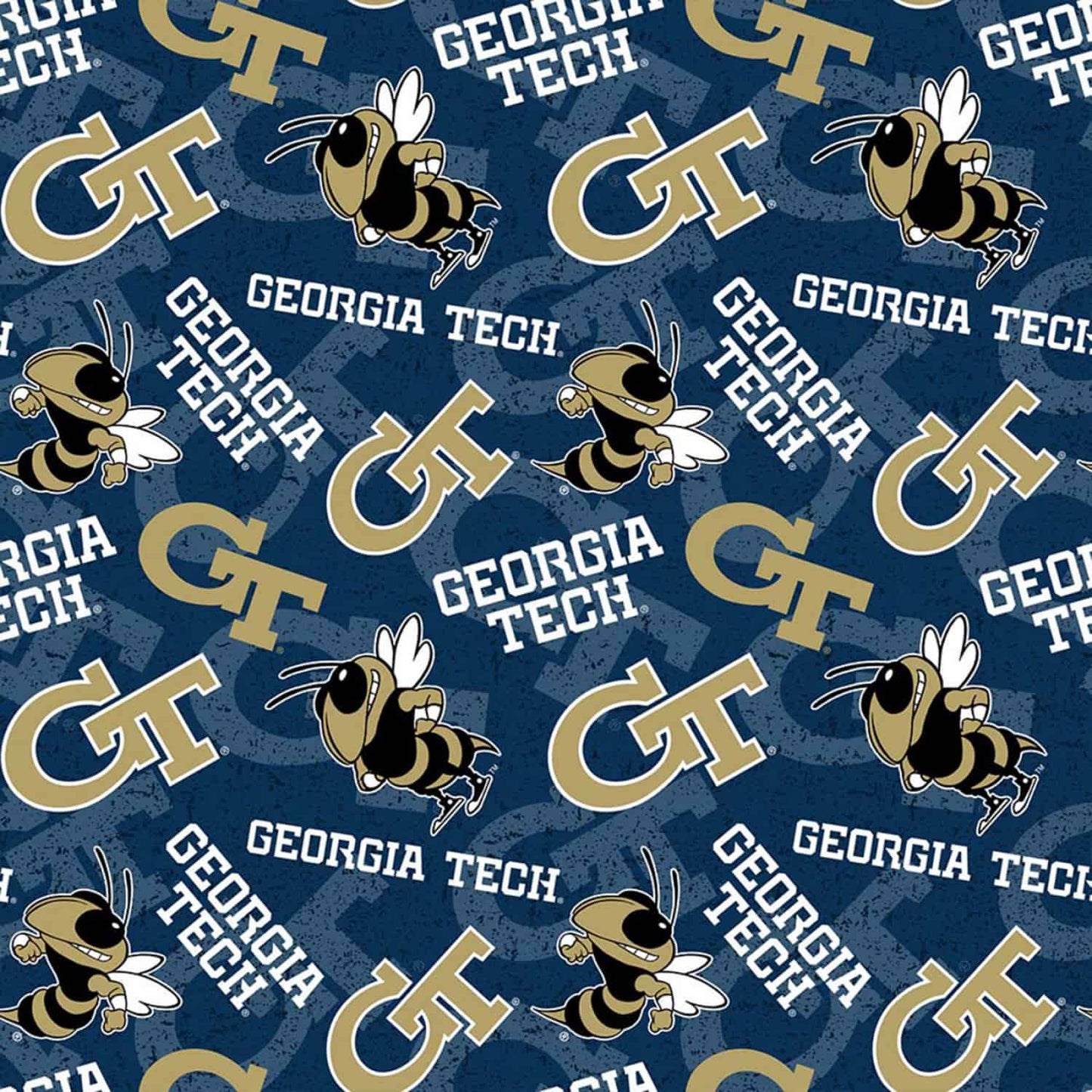 Georgia Tech Yellow Jackets NCAA College Tone Tone Sykel Cotton Fabric