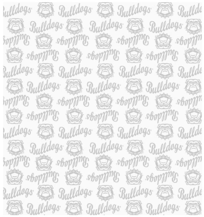 Georgia Bulldogs NCAA College White on White Mini Pigment Print Sykel Enterprises Cotton Fabric GA-1393-W