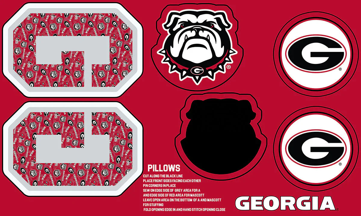 Georgia Bulldogs NCAA Collegiate Pillow Project 36 x 60 inches Sykel Polyester Minky Fabric SYK-GA-1359
