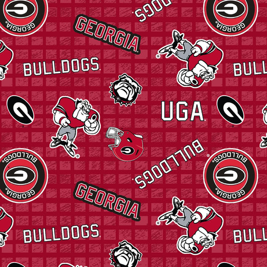Georgia Bulldogs JERSEY KNIT NCAA College Sykel Enterprises 92% Polyester 8% Spandex Fabric GA-1401