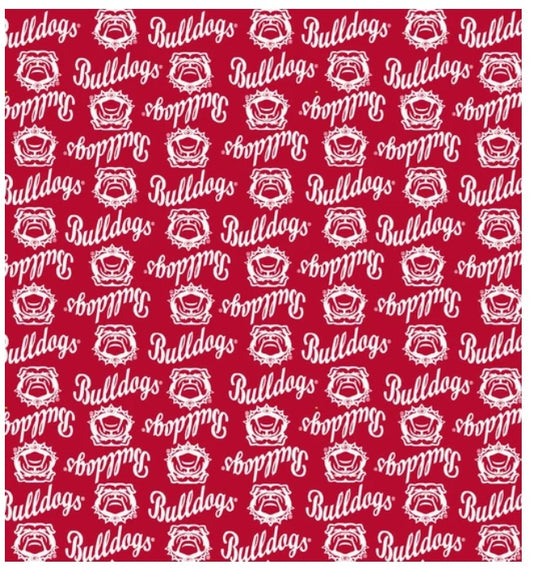 Georgia Bulldogs NCAA College Mini Packed Logo Sykel Enterprises Cotton Fabric GA-1390