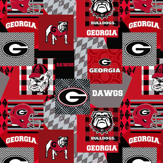 Georgia Bulldogs NCAA College Collegiate Minky Geo Sykel Enterprises Polyester Fabric SYK-GA-1367