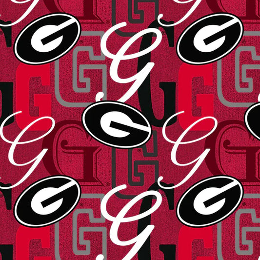 Georgia Bulldogs NCAA College Letters Sykel Cotton Fabric SYK-GA-1372