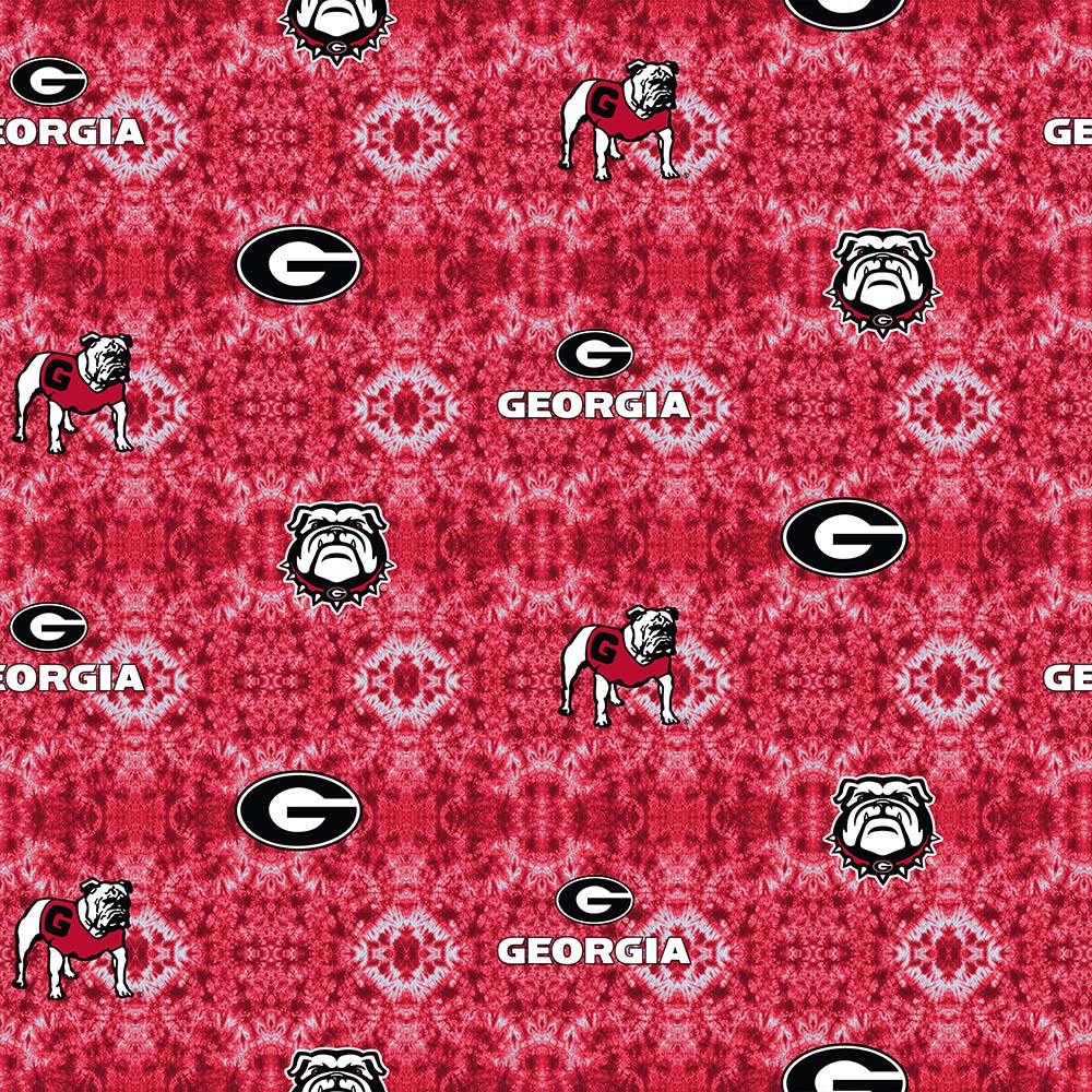 Georgia Bulldogs NCAA Tie-Dye Flannel Sykel Enterprises Cotton Flannel Fabric GA-1191