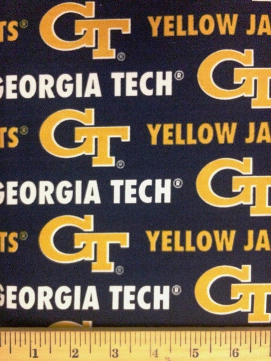 Georgia Tech Yellow Jackets NCAA College Sykel Twill Canvas Fabric