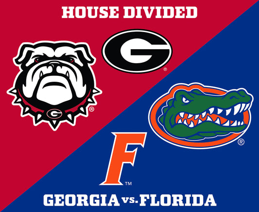 Georgia Vs. Florida House Divided Panel NCAA College 36" Sykel Enterprises Cotton Fabric 1396GA-FL1396