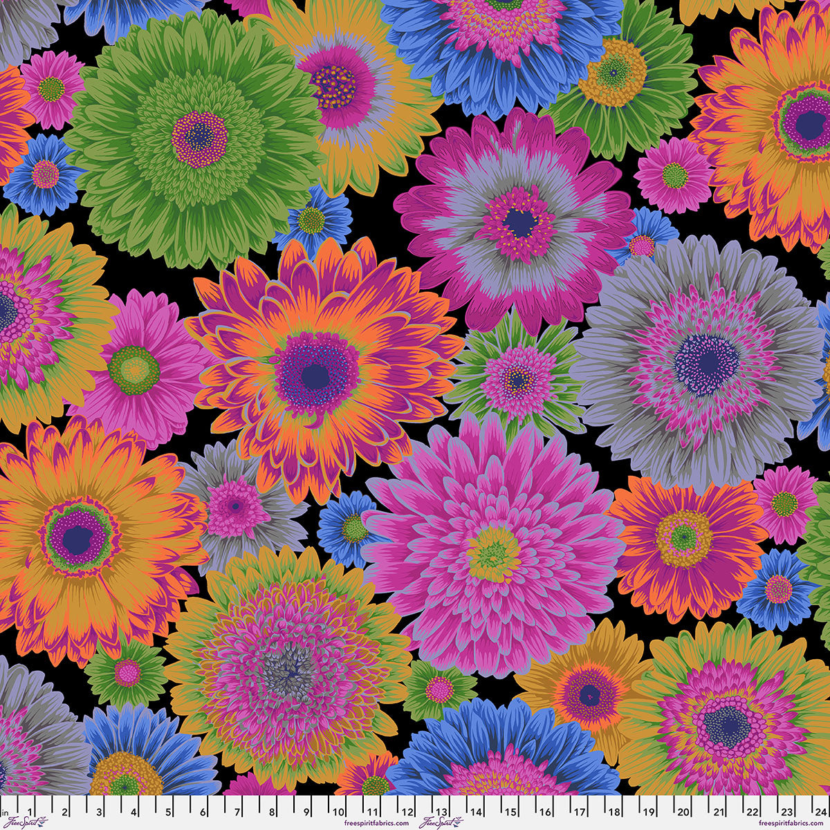 Gebrera Daisies Dark August 2026 Kaffe Fassett Collective Free Spirit Cotton Fabric FS-PWPJ139.DARK