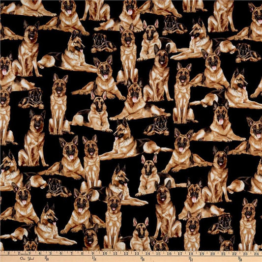 German Shepherds Black Dog Show Collection Timeless Treasures Cotton Fabric