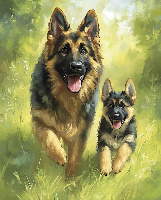 German Shepherd Dog Puppy Panel 35.5" David Textiles Cotton Fabric DT-AL-7113-5C-1