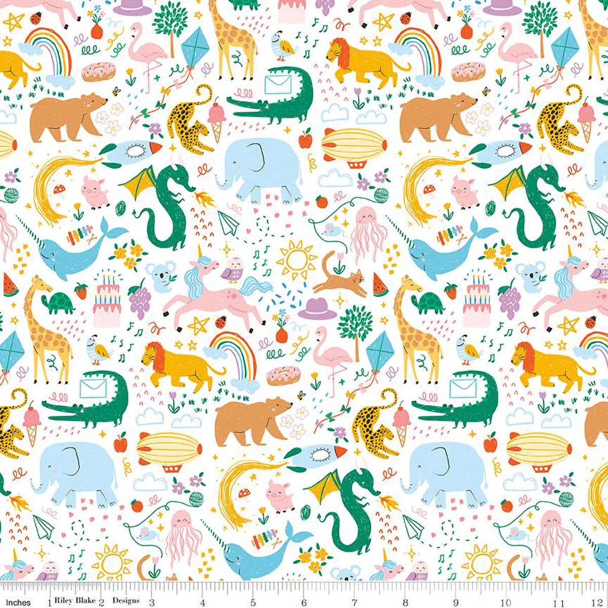 Get Your Cray-on with Crayola Animals White Riley Blake Designs Cotton Fabric