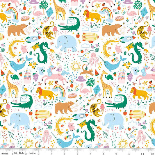 Get Your Cray-on with Crayola Animals White Riley Blake Designs Cotton Fabric