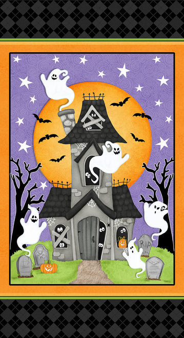 Ghostly Glow Town Panel 24" Shelly Comiskey Henry Glass Cotton Fabric