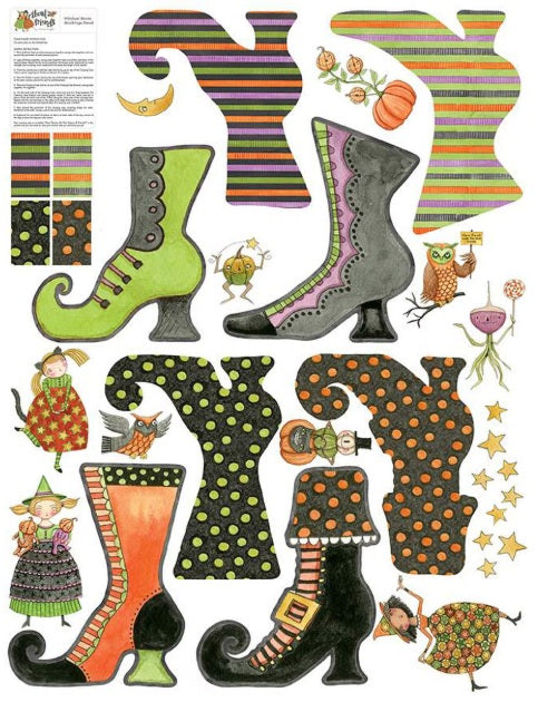 Ghoul Friends Witches Boots Felt Panel 42"x54" FELT Theresa Kogut Riley Blake Polyester Fabric RB-FT16059-PANEL