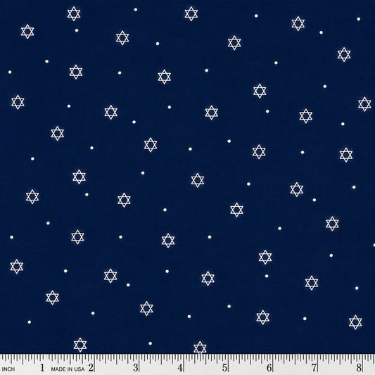 Gift of Light Mini Star of David's White Victoria Borges Studio E Cotton Fabric SE-8288-07