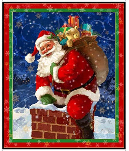 Gifts from Santa Chimney Toys Panel 36" Quilting Treasures Cotton Fabric