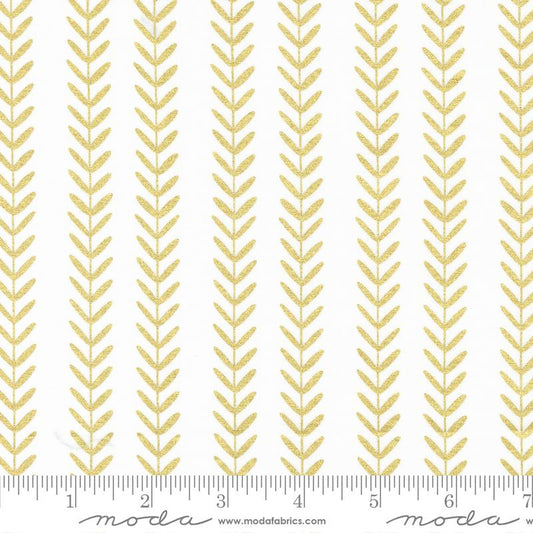 Gilded Leaf Stripes Paper White Gold Metallic Alli K Moda Cotton Fabric