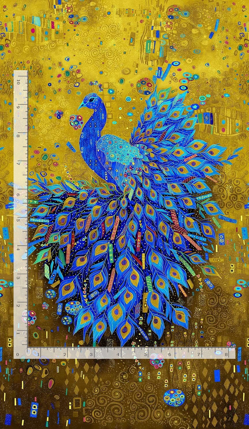 Gilded Plume Peacock Panel 24" Multi Timeless Treasures Cotton Fabric TT-PANEL-CM3430-MULTI