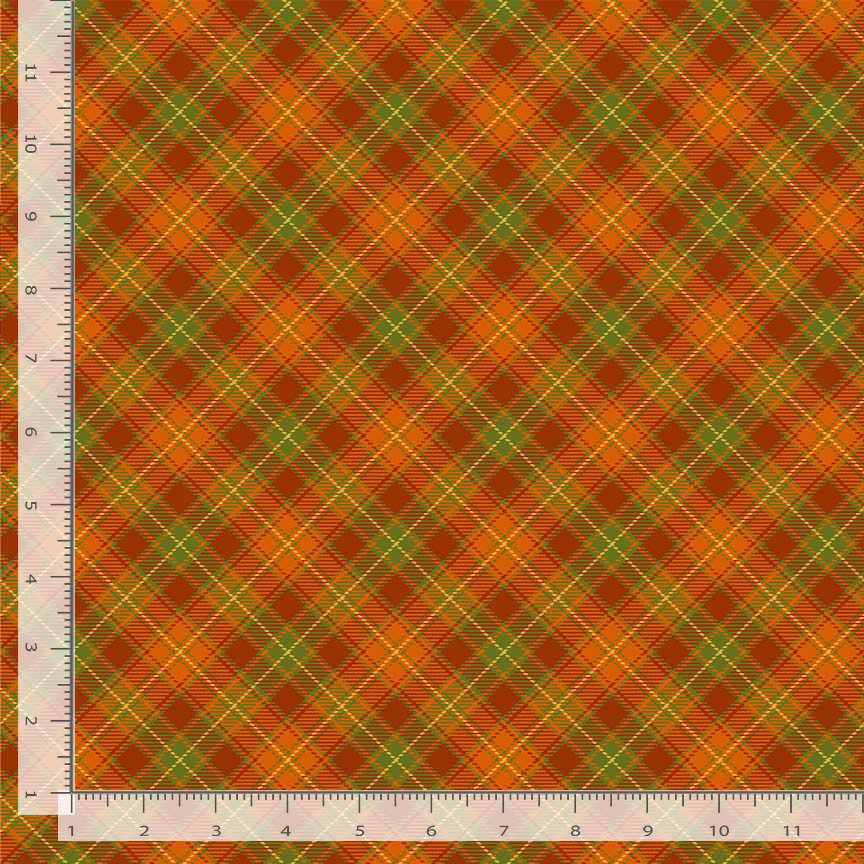 Give Thanks Bias Tartan Plaid Harvest Orange Green Metallic Timeless Treasures Cotton Fabric TT-PLAID-CM4136-HARVEST
