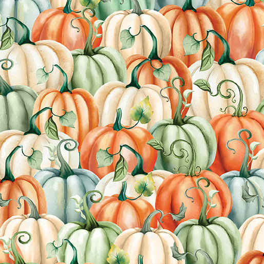 Give Thanks Plentiful Pumpkins Multi Nicole Decamp Benartex Cotton Fabric BE-14938-99
