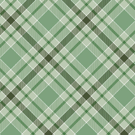 Give Thanks Twill Plaid Sage Green Nicole Decamp Benartex Cotton Fabric BE-14942-42