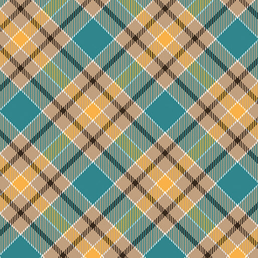 Give Thanks Twill Plaid Teal Nicole Decamp Benartex Cotton Fabric BE-14942-84