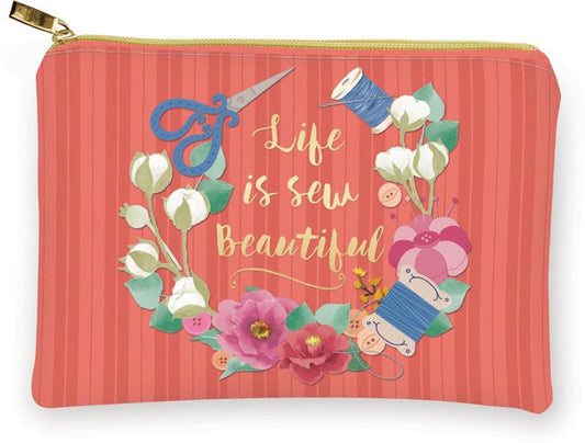 Glam Bag Life is Sew Beautiful 8"x5.5" Coral Pink Punch Studio Moda